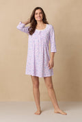 Mini Floral 3/4 Sleeve Cotton Short Nightgown