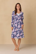 Midnight Garden Floral Waltz Cotton Knit Nightgown