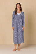 Navy Reverie Ditsy Ballet Cotton Knit Nightgown