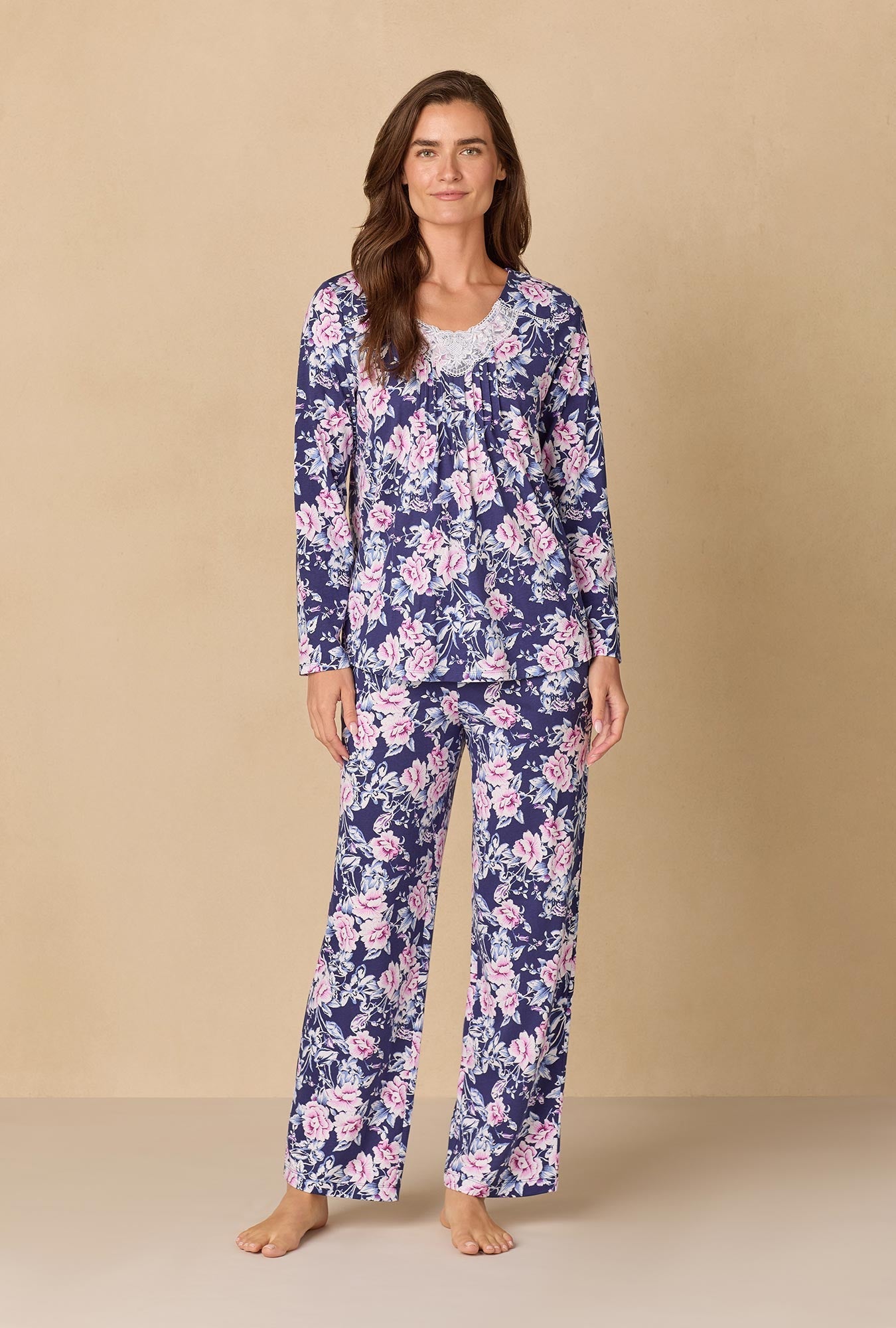 Midnight Garden Floral Cotton Knit Long Pajama