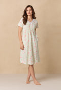 Sage Floral Bloom Waltz Cotton Knit Nightgown