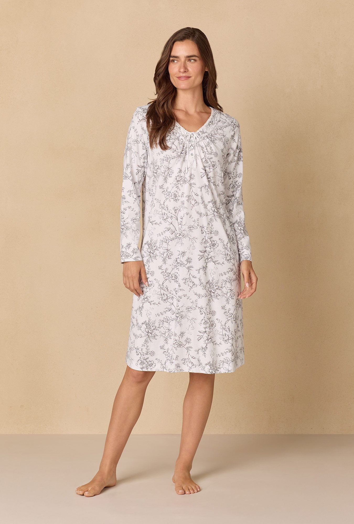 Grey Toile Cotton Waltz Nightgown