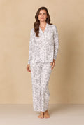Grey Toile Cotton Long Pajama Set