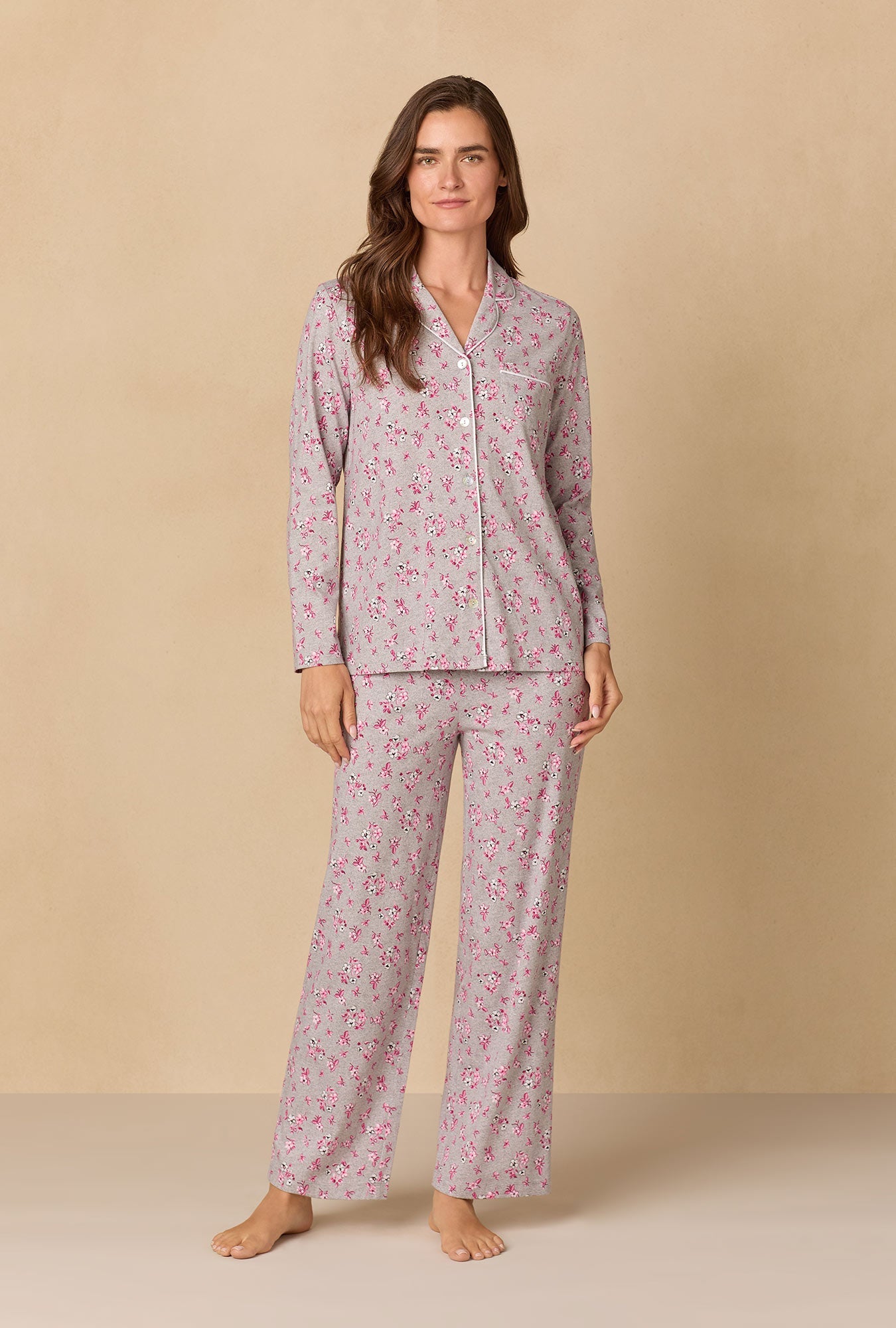 Holiday Floral Cotton Long Pajama Set