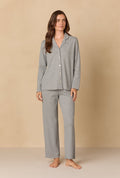 Heather Grey Pointelle Long Pajama Set
