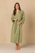 Heather Sage Diamond Quilted Wrap Robe
