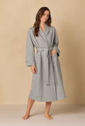 Heather Grey Diamond Quilted Wrap Robe