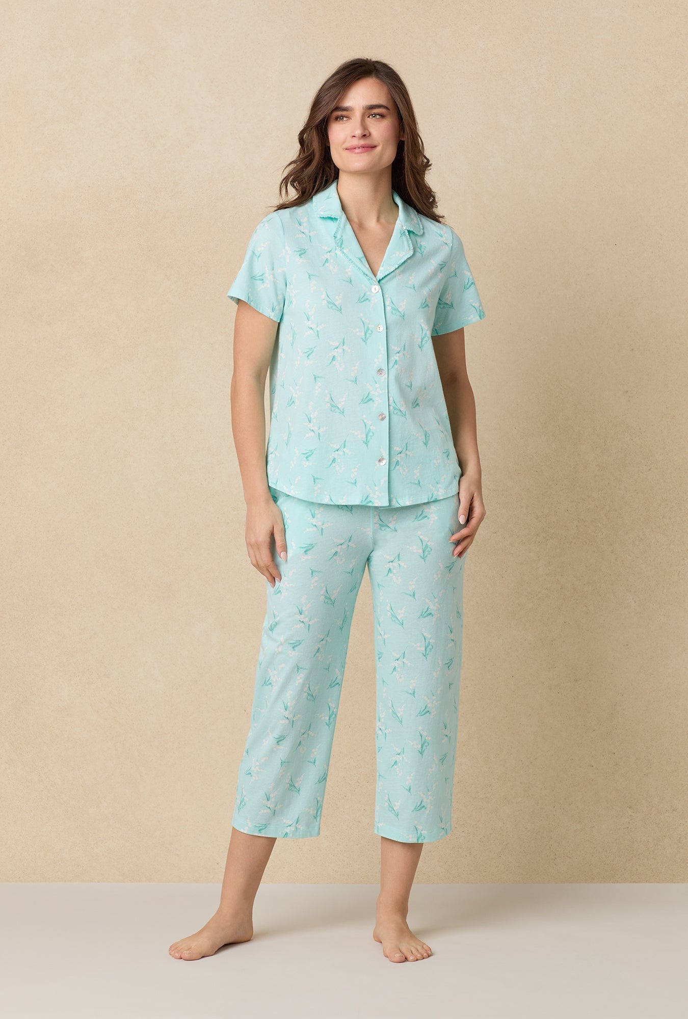 Lily Of The Valley Cotton Capri Pajama Set