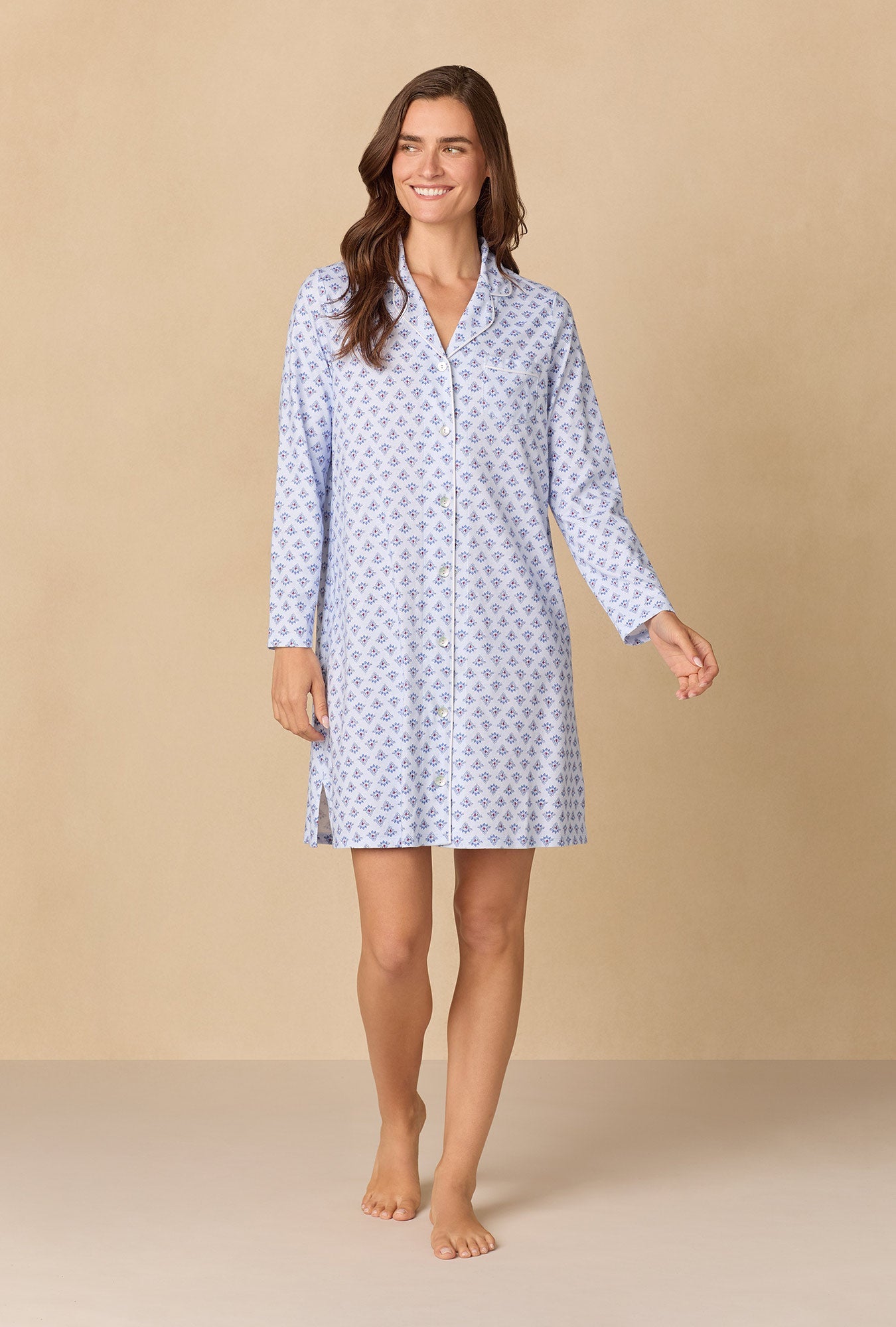 Blue Dreams Short Cotton Knit Nightshirt