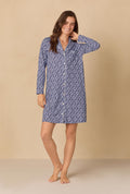 Navy Reverie Ditsy Short Cotton Knit Nightshirt