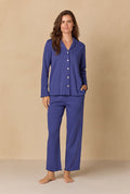 Navy Pointelle Long Pajama Set