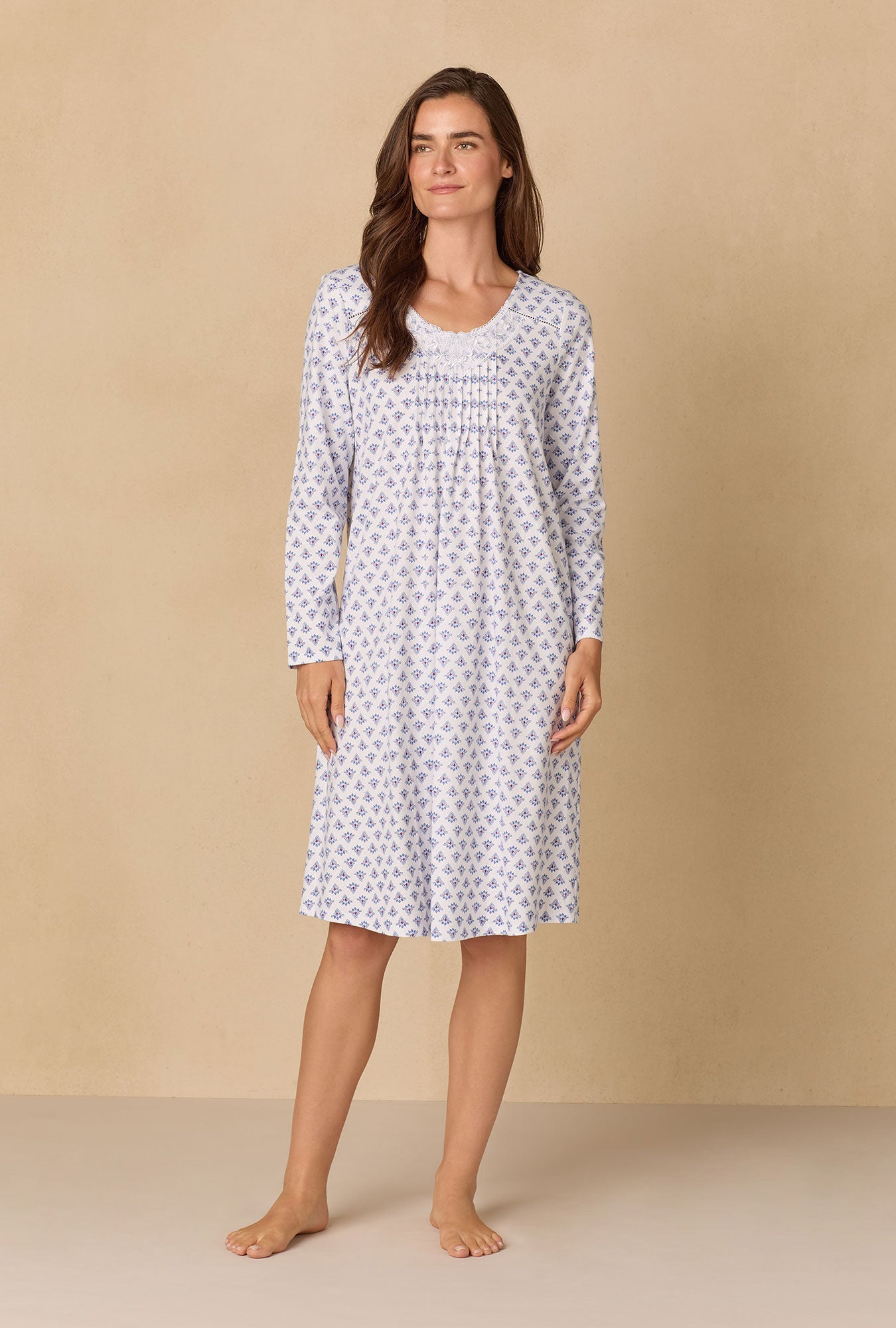 Blue Medallion Waltz Cotton Knit Nightgown