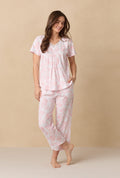 Coral Toile Capri Cotton Knit Pajama Set