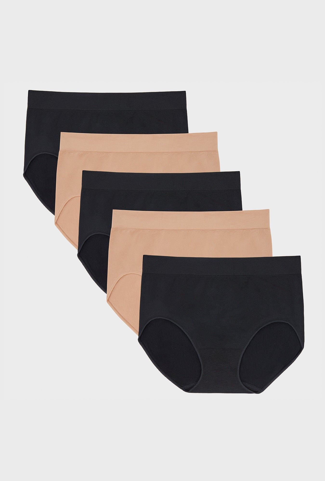 5Pk Seamless Brief - Black And Sand